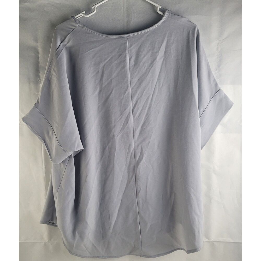 Zenana Premium Woven Airflow Split V-Neck Dolman Short Sleeve Blouse Sz L